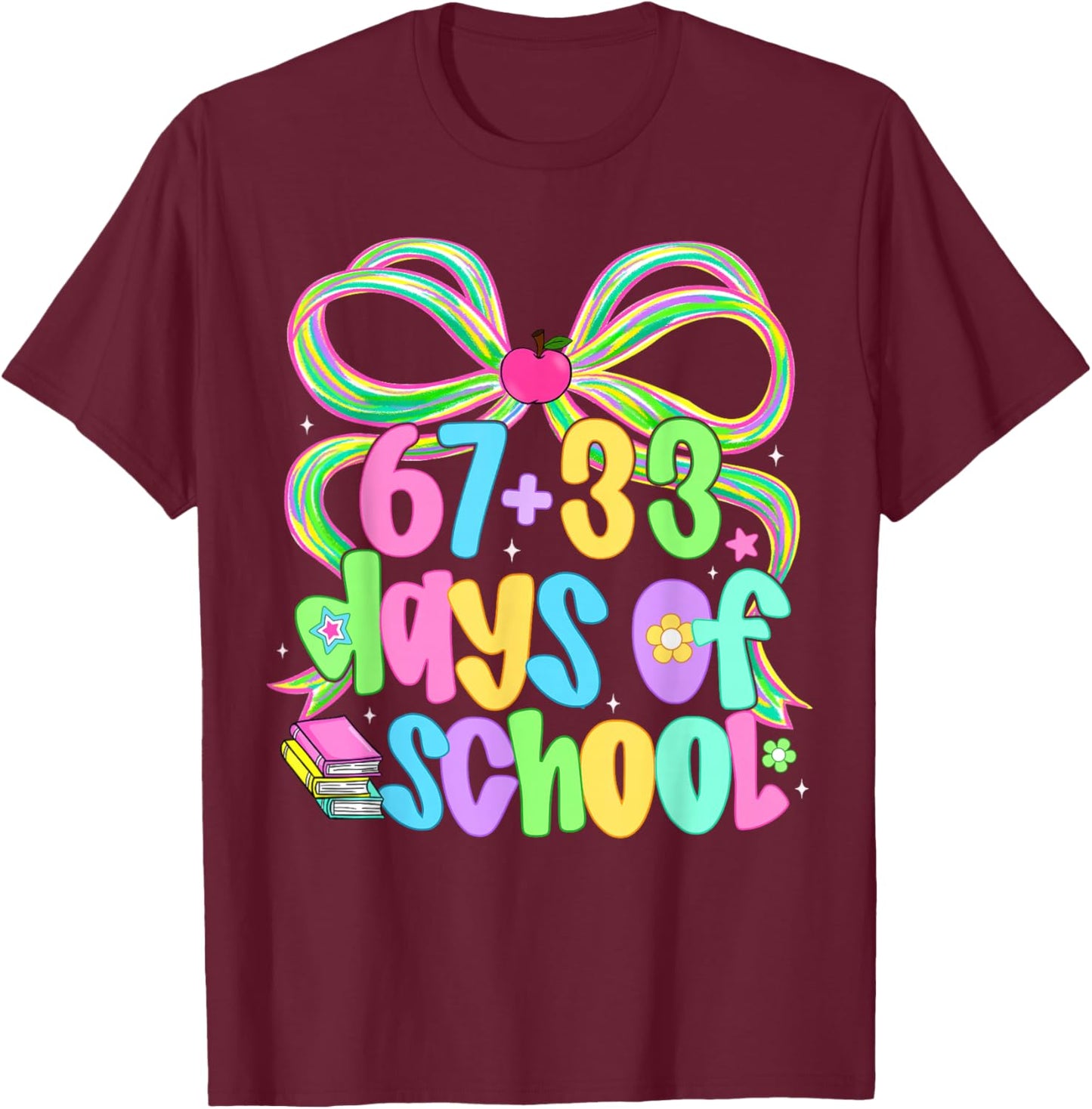 67 33 Days of School Shirts Kids Girls 100th Day of School T-Shirt - T-Shirt | Maroon