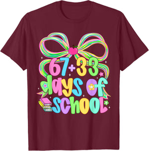 67 33 Days of School Shirts Kids Girls 100th Day of School T-Shirt - T-Shirt | Maroon