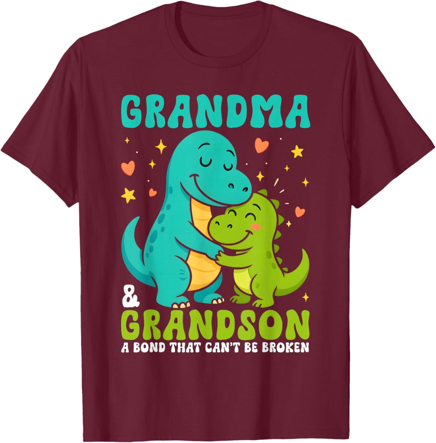 Grandma and Grandson Dinosaur A Bond That Cant Be Broken T-Shirt - T-Shirt | Maroon