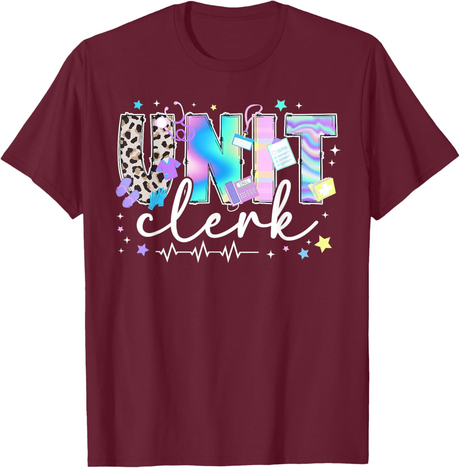 Unit Clerk Appreciation Unit Clerks Leopard T-Shirt - T-Shirt | Maroon