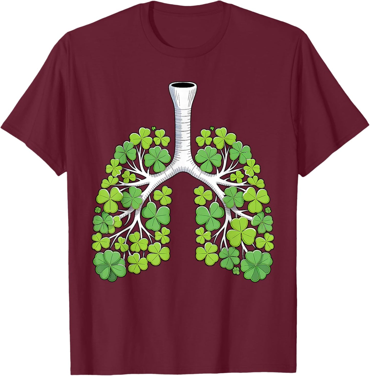 Respiratory Therapist Lungs Shamrock Funny St Patricks Day T-Shirt - T-Shirt | Maroon