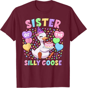 Sister of The Silly Goose First Birthday Matching Family T-Shirt - T-Shirt | Maroon