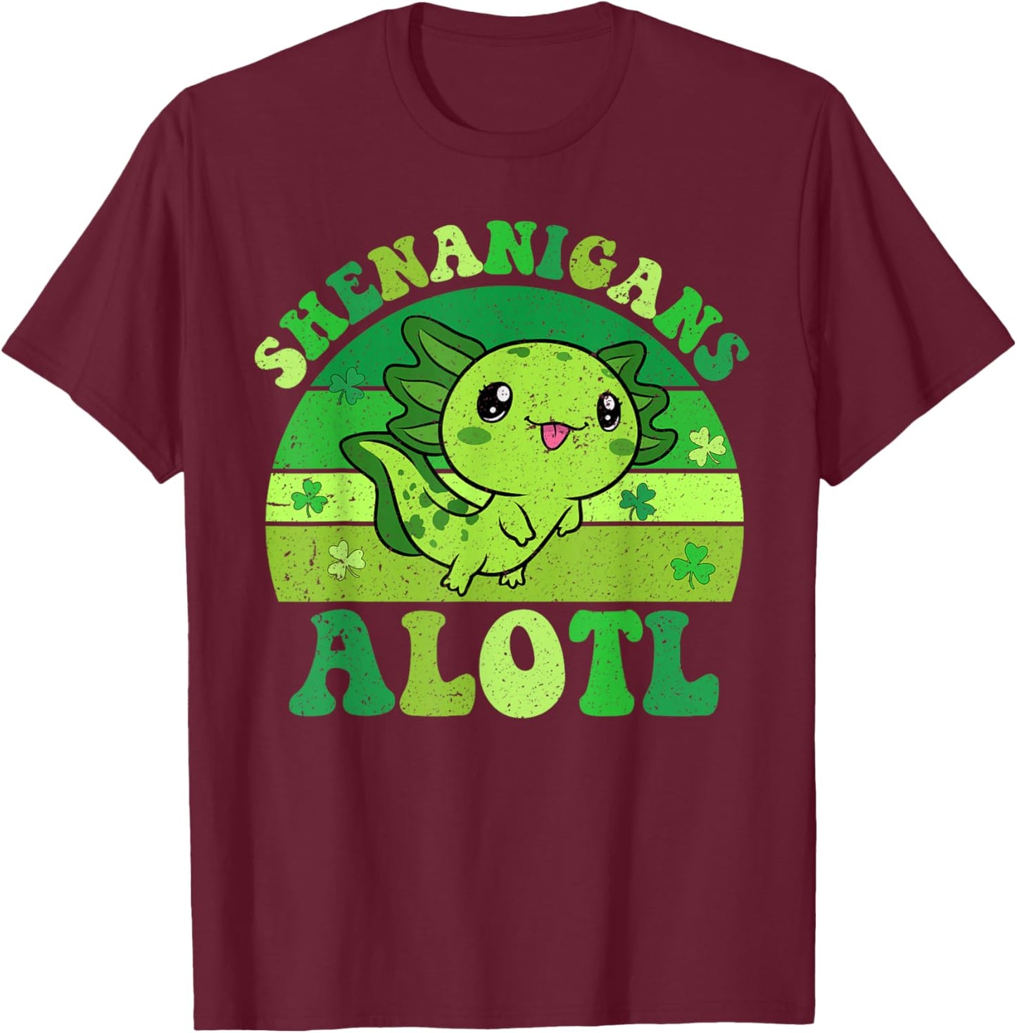 Axolotl St Patricks Day Alotl Shenanigans Men Women Kids T-Shirt - T-Shirt | Maroon