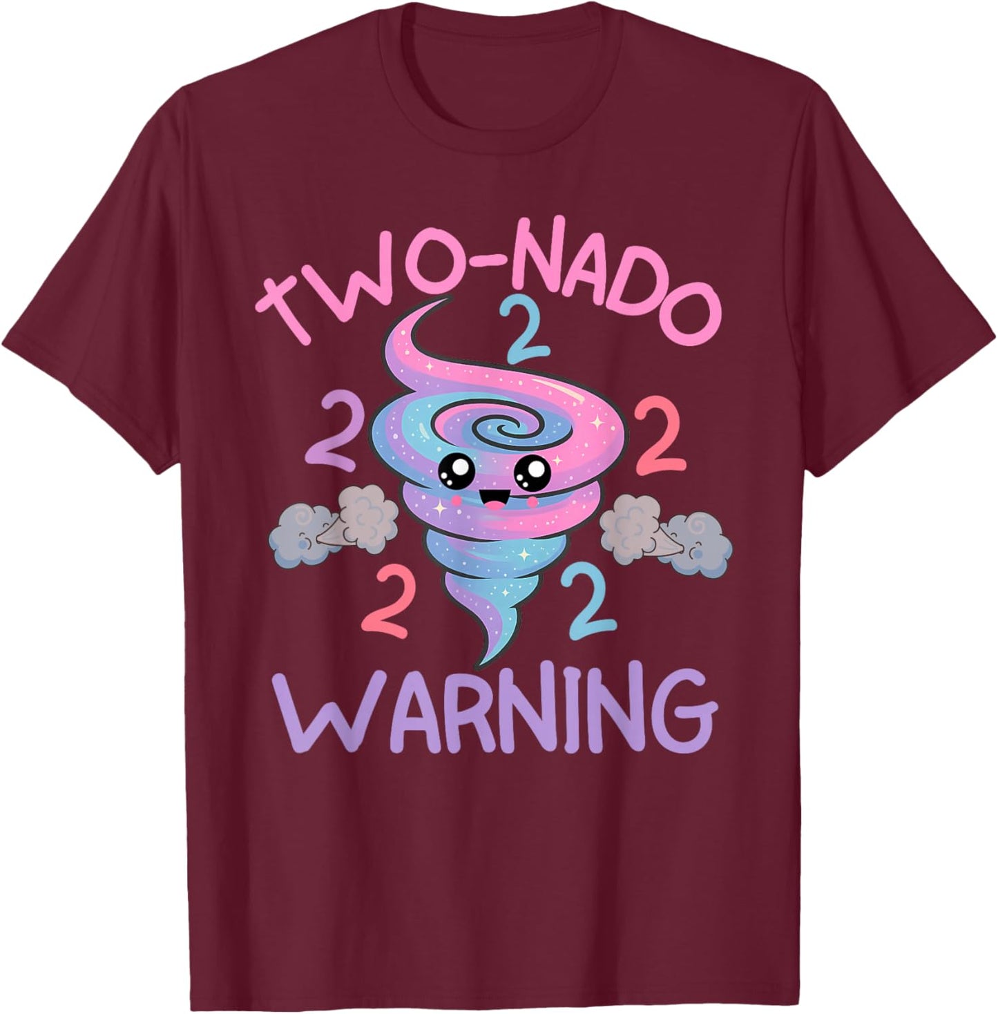 Two Nado Warning 2nd Birthday Funny Tornado Party T-Shirt - T-Shirt | Maroon