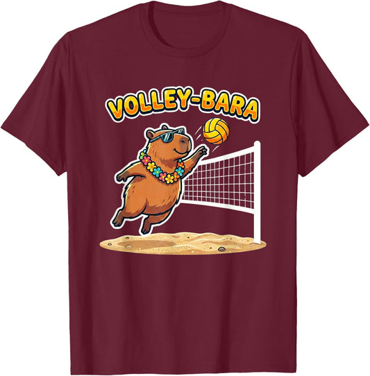 Volley-Bara Capybara Volleyball - Beach Sports Humor T-Shirt - T-Shirt | Maroon