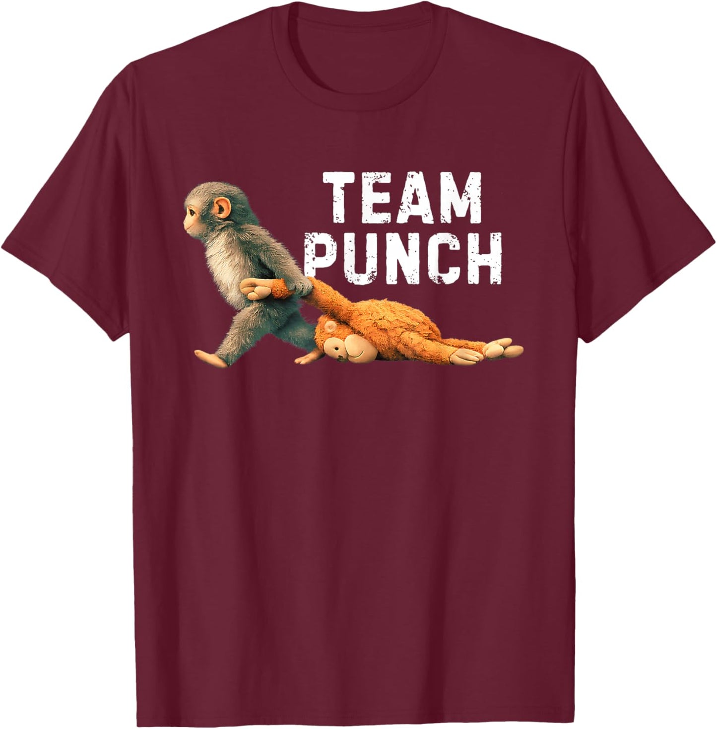 Team Punch Baby Monkey Punch Trend Meme Graphic T-Shirt - T-Shirt | Maroon