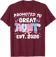Promoted to Great Aunt 2026 New Aunt Pregnancy Announcemen T-Shirt - T-Shirt | Maroon