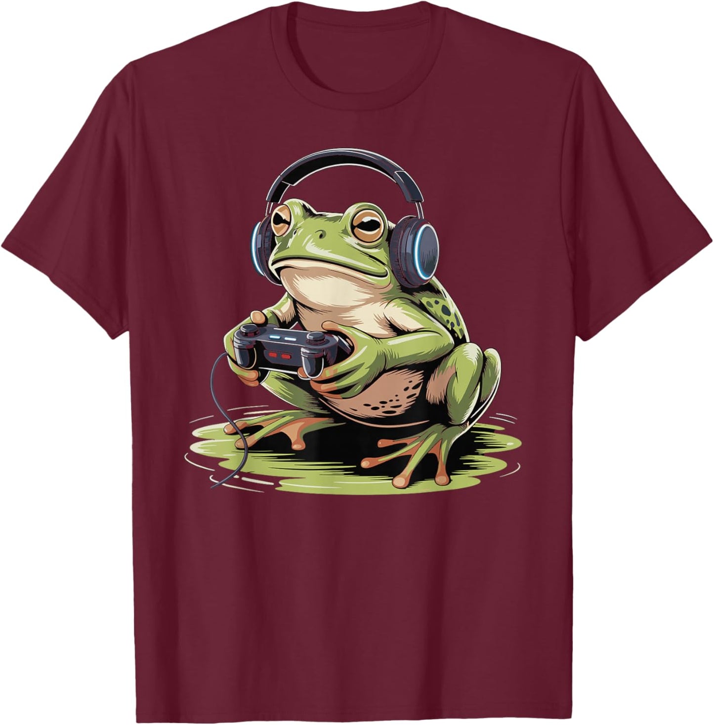 Frog Gaming Playing Video Games T-Shirt - T-Shirt | Maroon