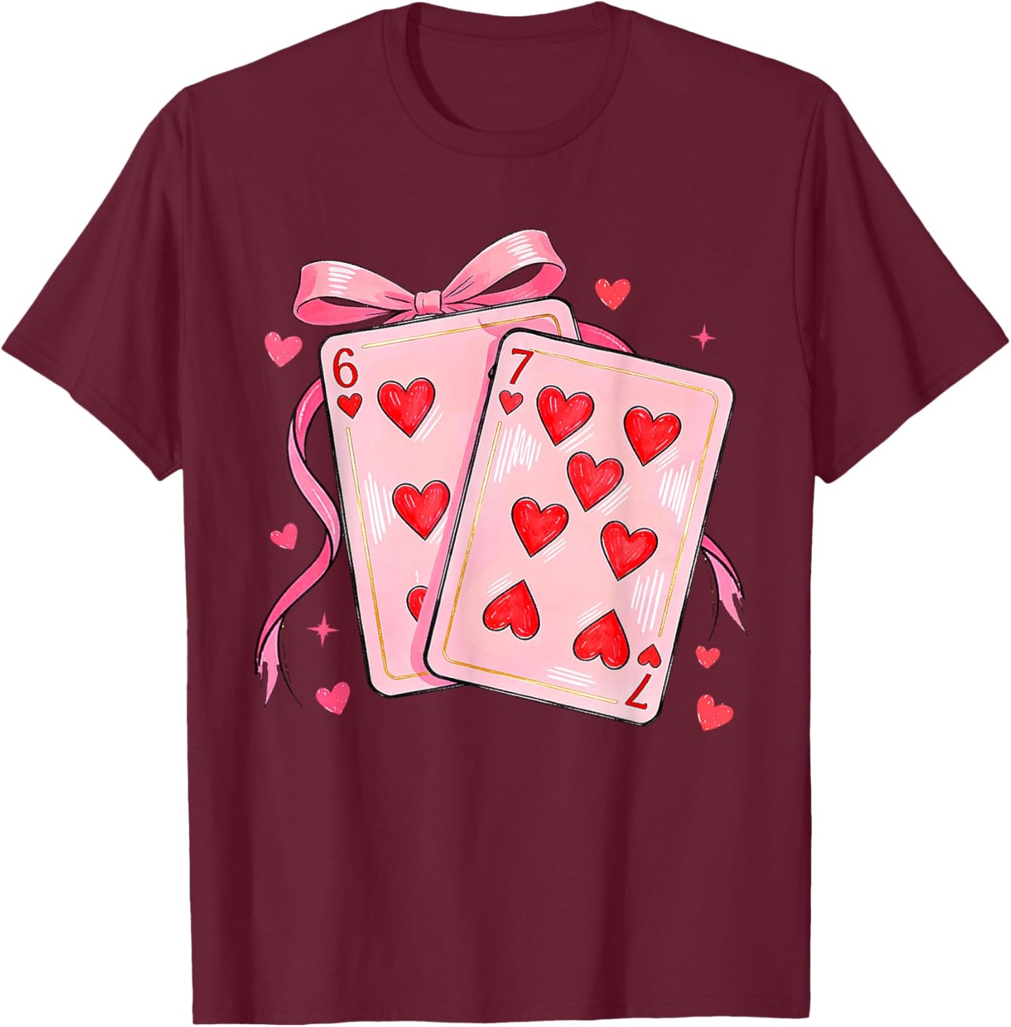 Six Seven 6 7 Meme 67 Valentines Day Girls Kids T-Shirt - T-Shirt | Maroon