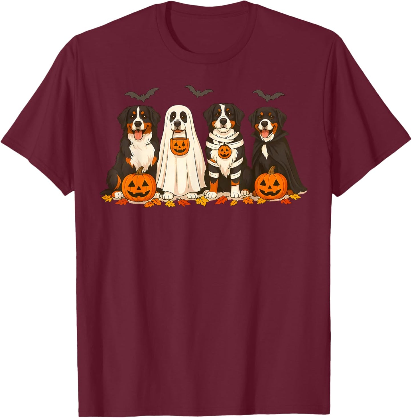 Halloween Bernese Mountain Dog Ghost Spooky Bernese Dog Mama T-Shirt - T-Shirt | Maroon
