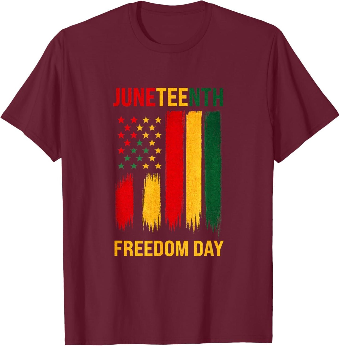 Juneteenth Freedom Day 1865 African American Pride Flag T-Shirt - T-Shirt | Maroon