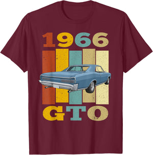 Vintage 66 1966 GTO Silhouette Muscle Car T-Shirt - T-Shirt | Maroon