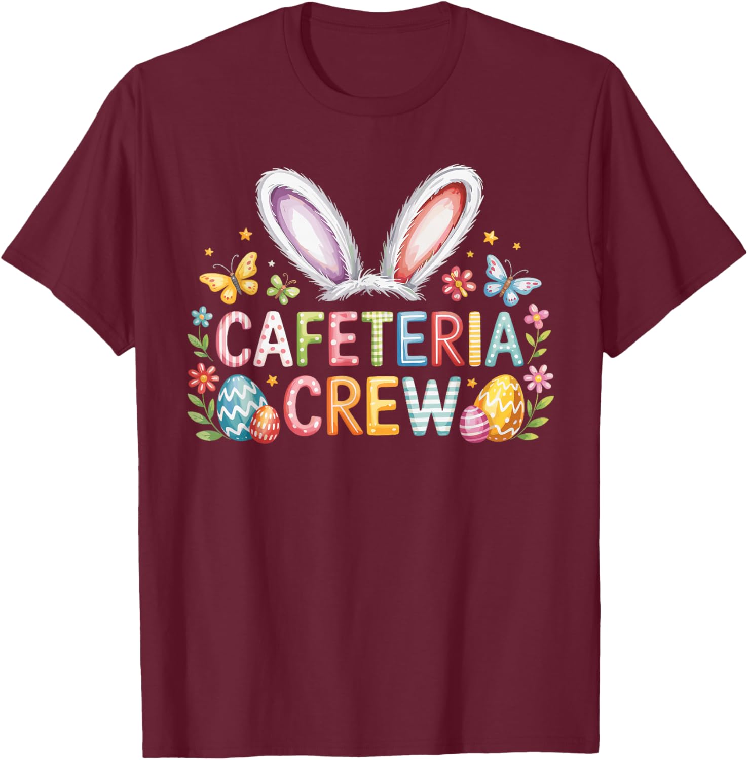 Easter Cafeteria Crew Lunch Lady Cute Bunny Spring Holiday T-Shirt - T-Shirt | Maroon