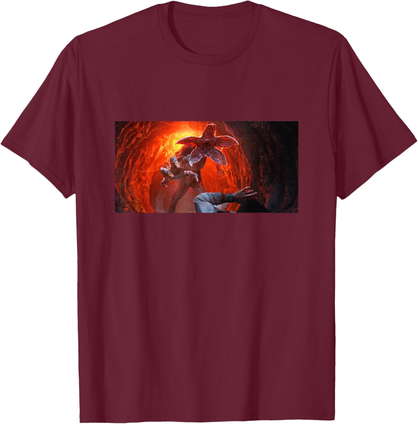Stranger Things Season 5 Demogorgon Attack Reaching Out T-Shirt - T-Shirt | Maroon