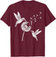 Hummingbirds Dandelion Graphic Bird Flower Lover T-Shirt - T-Shirt | Maroon