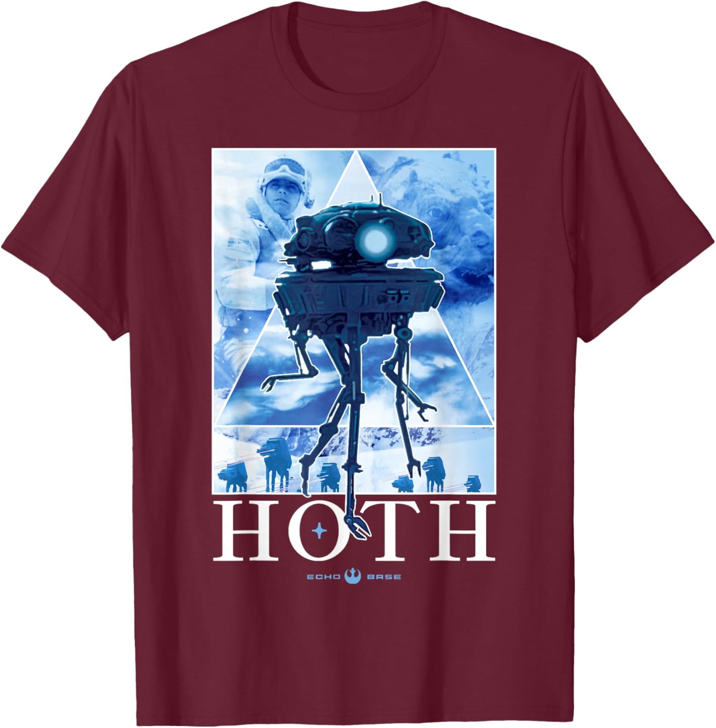 Star Wars A New Hope Hoth Echo Base Poster T-Shirt - T-Shirt | Maroon