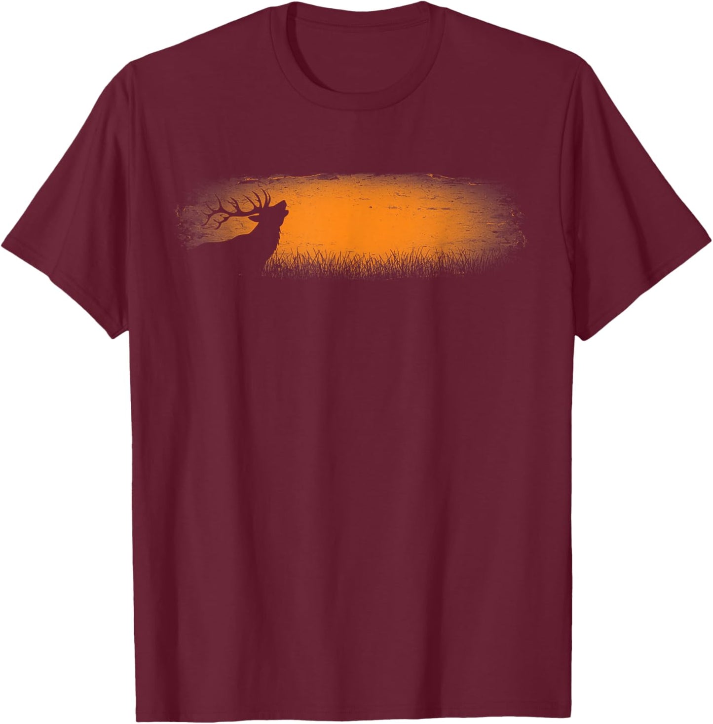 Minimal Elk Hunting Mule Deer T-Shirt - T-Shirt | Maroon