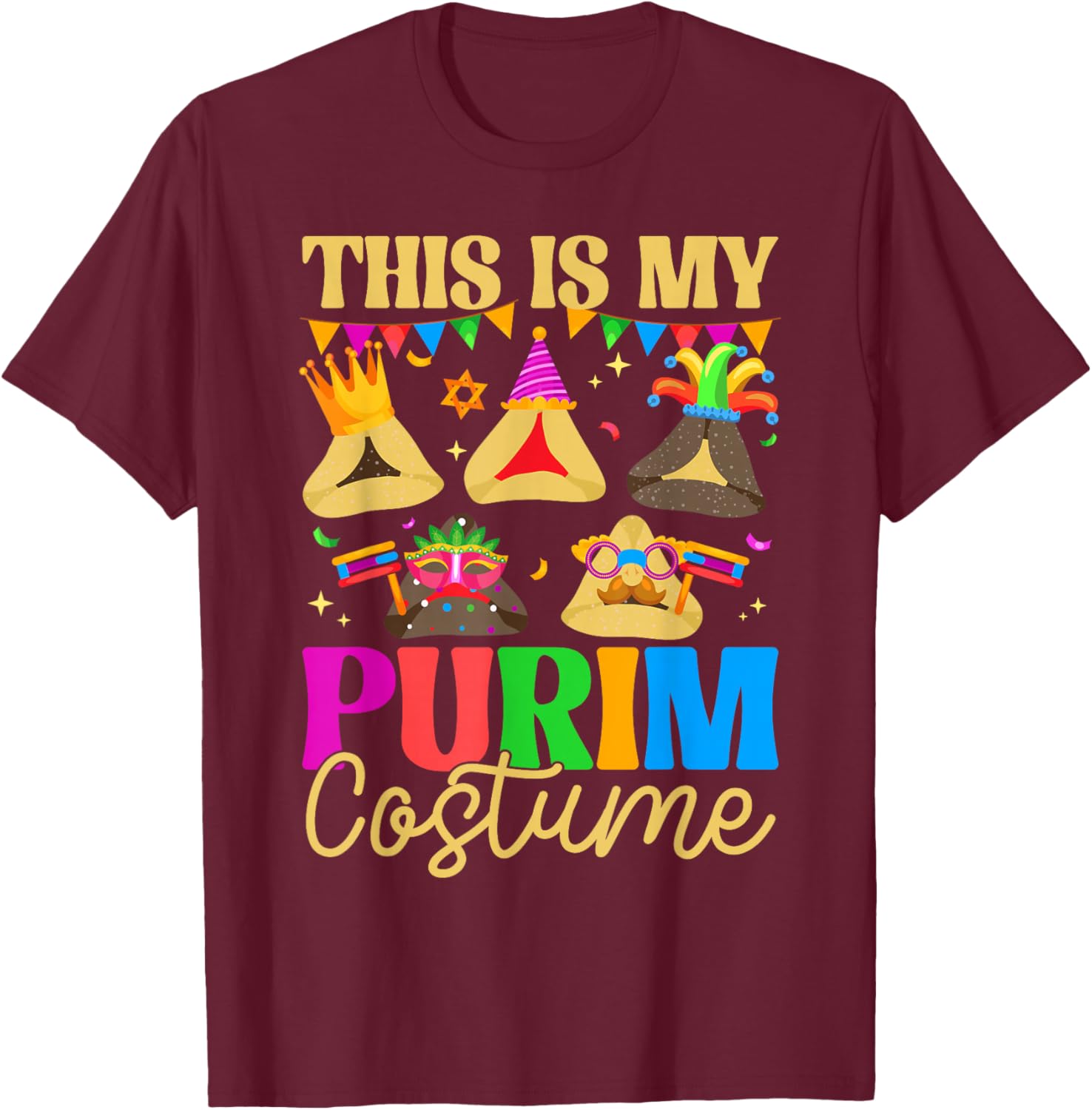 This is My Purim Costume Hamantash Hamantaschen Jewish PJS T-Shirt - T-Shirt | Maroon