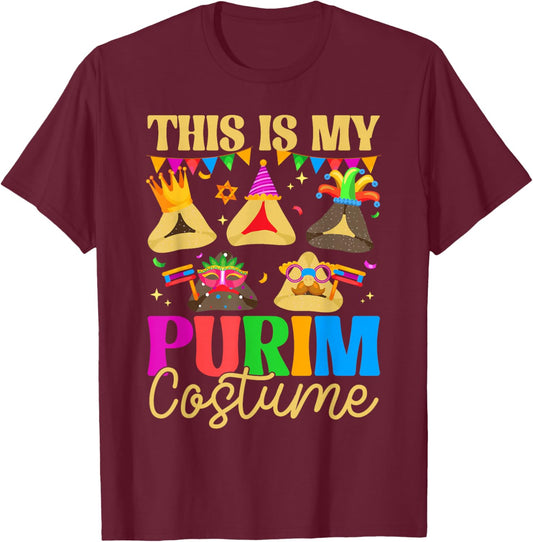 This is My Purim Costume Hamantash Hamantaschen Jewish PJS T-Shirt - T-Shirt | Maroon