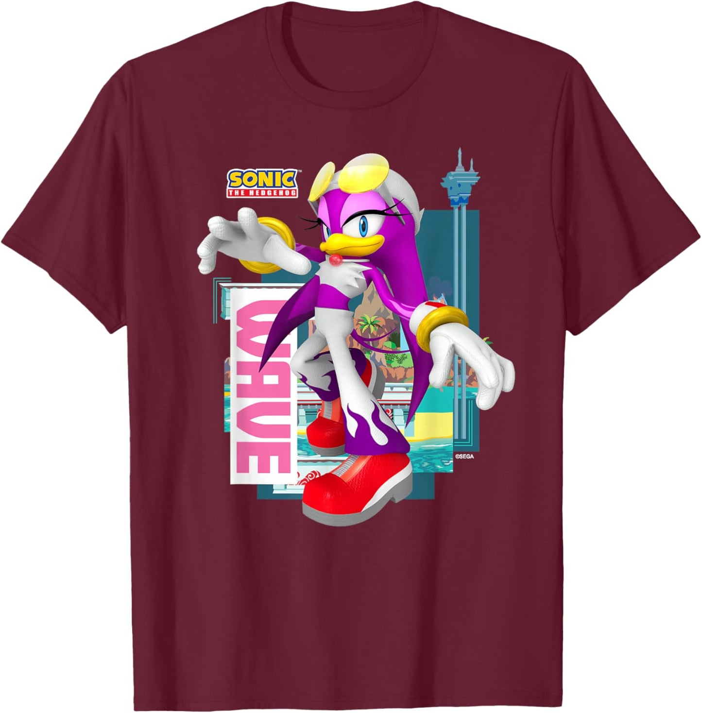 Sonic The Hedgehog - in The Zone - Wave T-Shirt - T-Shirt | Maroon