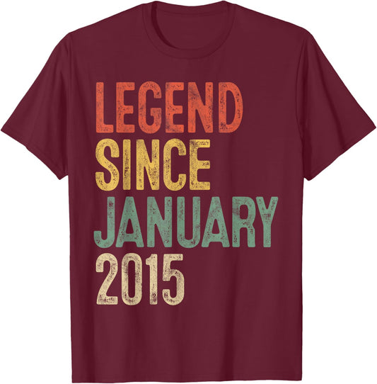Legend January 2015 11th Birthday Boy Girl 11 Year Old T-Shirt - T-Shirt | Maroon