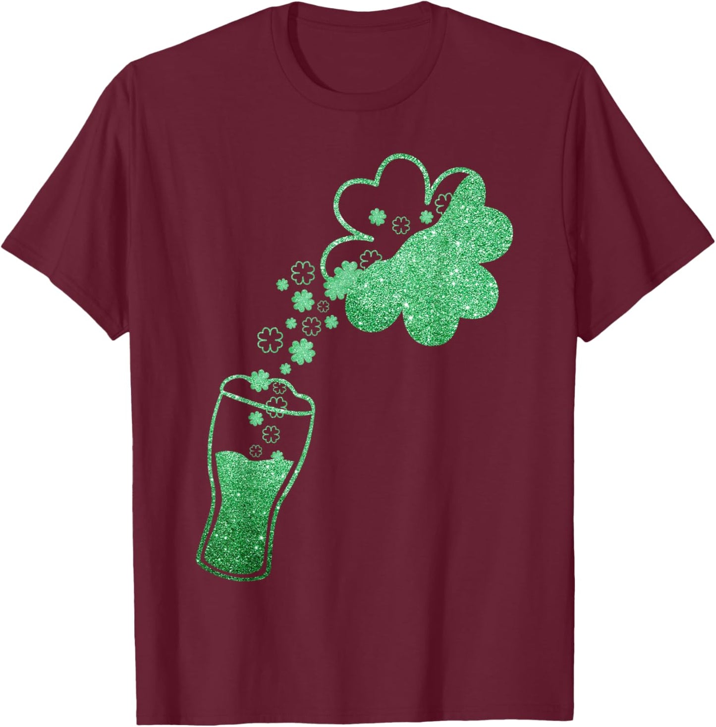 Beer Glass and Shamrock Bubble Patrick's Day Drinking Family T-Shirt - T-Shirt | Maroon