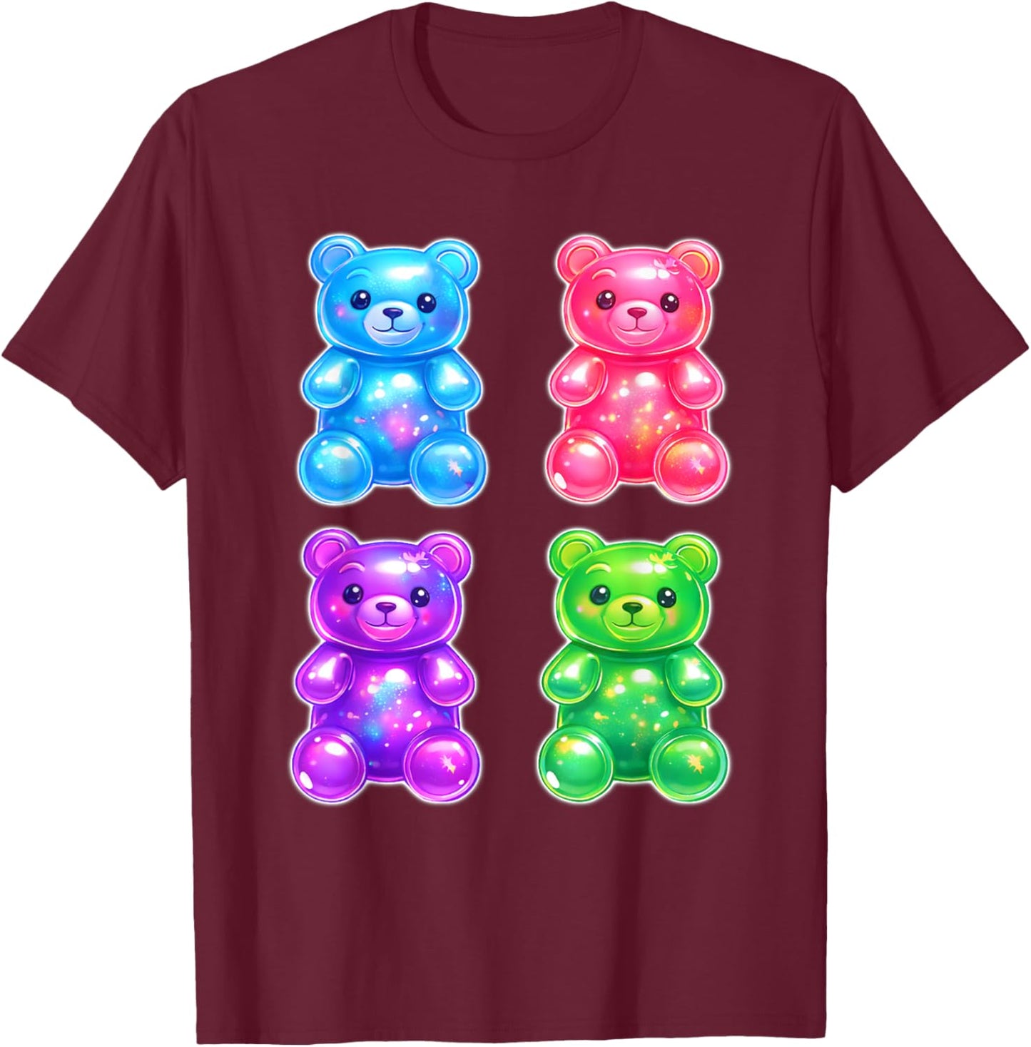 Gummy Bear Candy Gummies Assortment T-Shirt - T-Shirt | Maroon