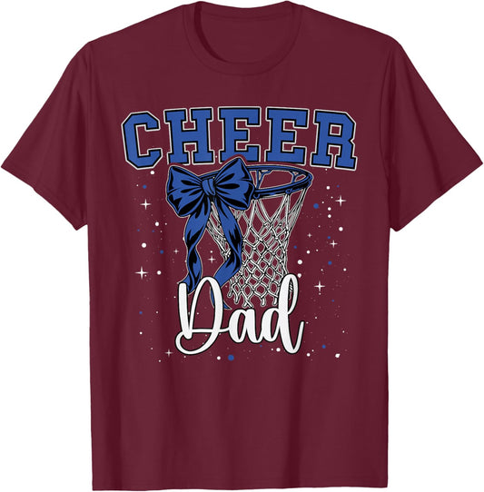 Cheer Dad Papa Bow Sport Basketball Game Cheerleading Blue T-Shirt - T-Shirt | Maroon