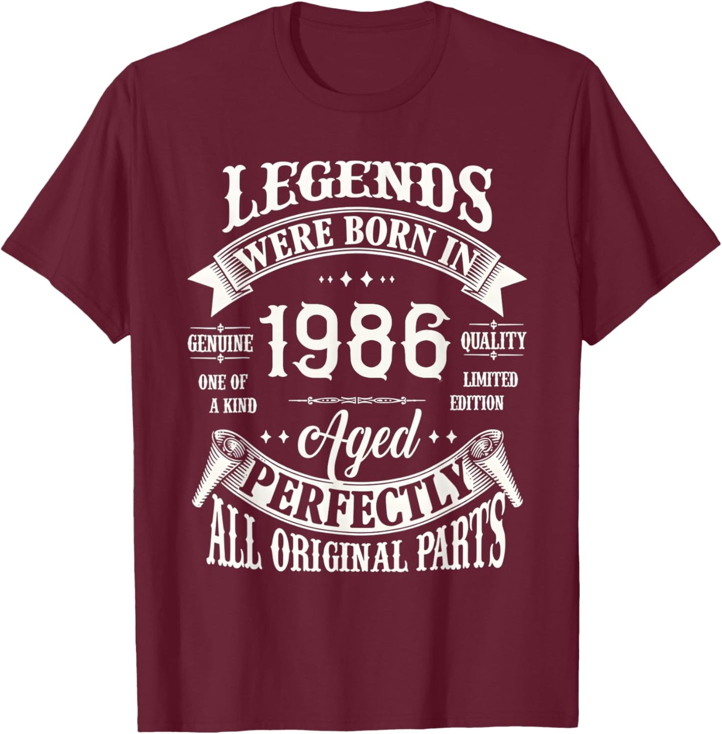 40th Birthday Born in 1986 T-Shirt - T-Shirt | Maroon