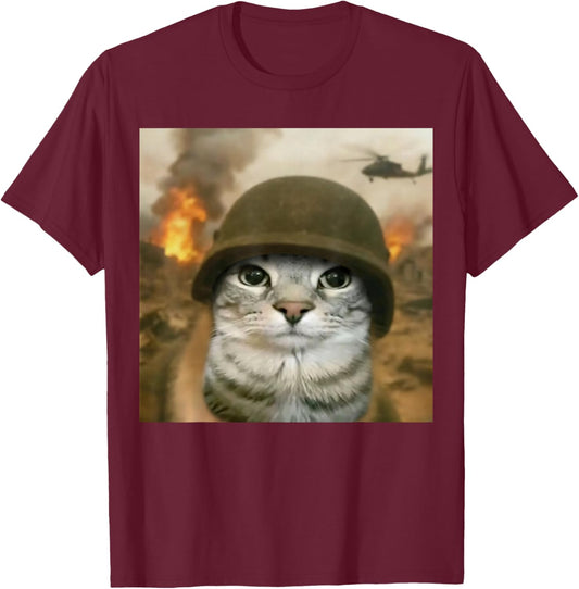 Funny Cat Meme Graphic T-Shirt - T-Shirt | Maroon