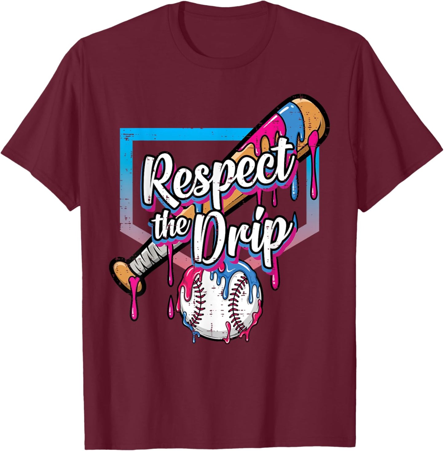 Baseball Respect The Drip Ice Cream Boys Kids Youth Men T-Shirt - T-Shirt | Maroon