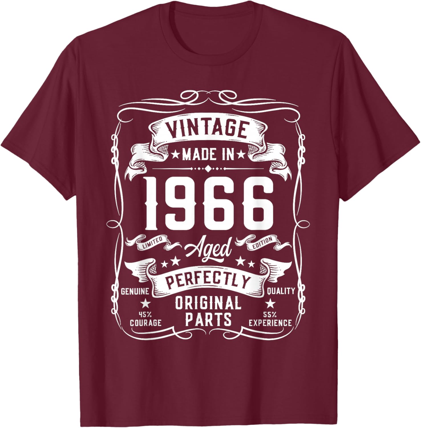Vintage 1966 60yr 60th Birthday Gifts 60 Years Old T-Shirt - T-Shirt | Maroon