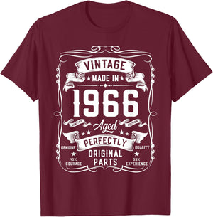Vintage 1966 60yr 60th Birthday Gifts 60 Years Old T-Shirt - T-Shirt | Maroon