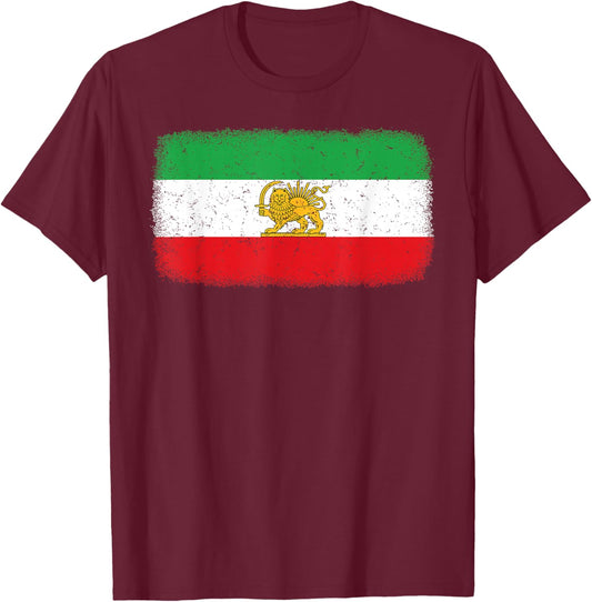 Iran Flag Lion Persian Men Women Kids T-Shirt - T-Shirt | Maroon