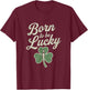 Born to Be Lucky Vintage Retro Shamrock Candle St Patricks T-Shirt - T-Shirt | Maroon