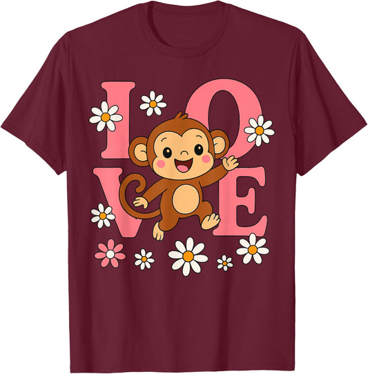 Monkey Love T-Shirt - T-Shirt | Maroon