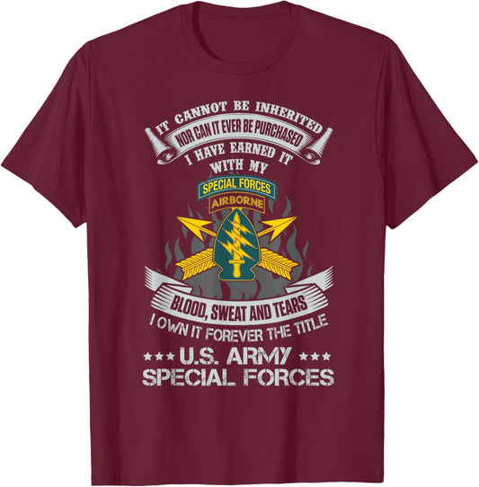 Own Forever The Title US Special Forces Veteran Green Beret T-Shirt - T-Shirt | Maroon
