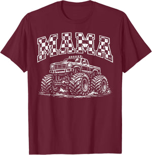 Mama Retro Monster Truck Family Crew Birthday Matching T-Shirt - T-Shirt | Maroon