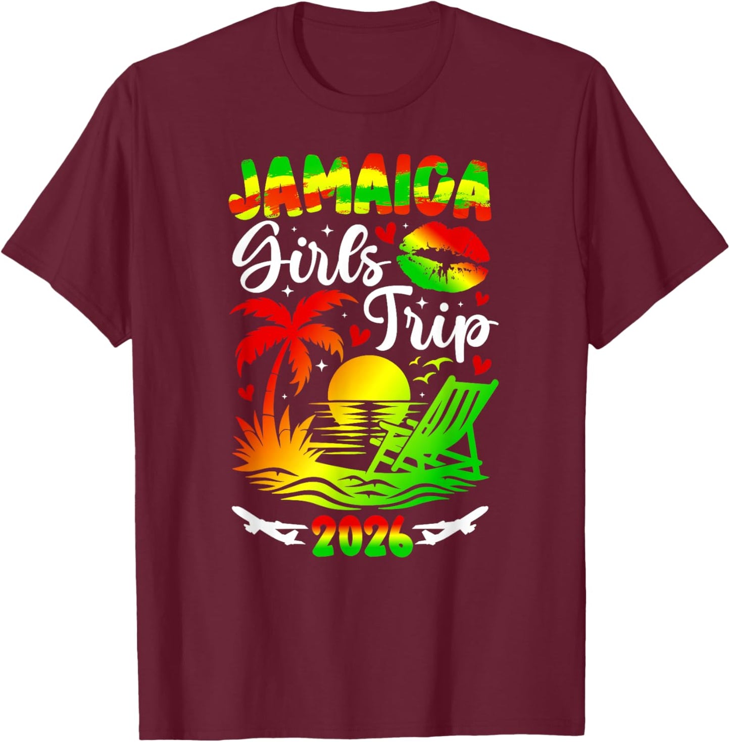 Jamaica Girls Trip 2026 Girls Vacation Jamaica Travel T-Shirt - T-Shirt | Maroon