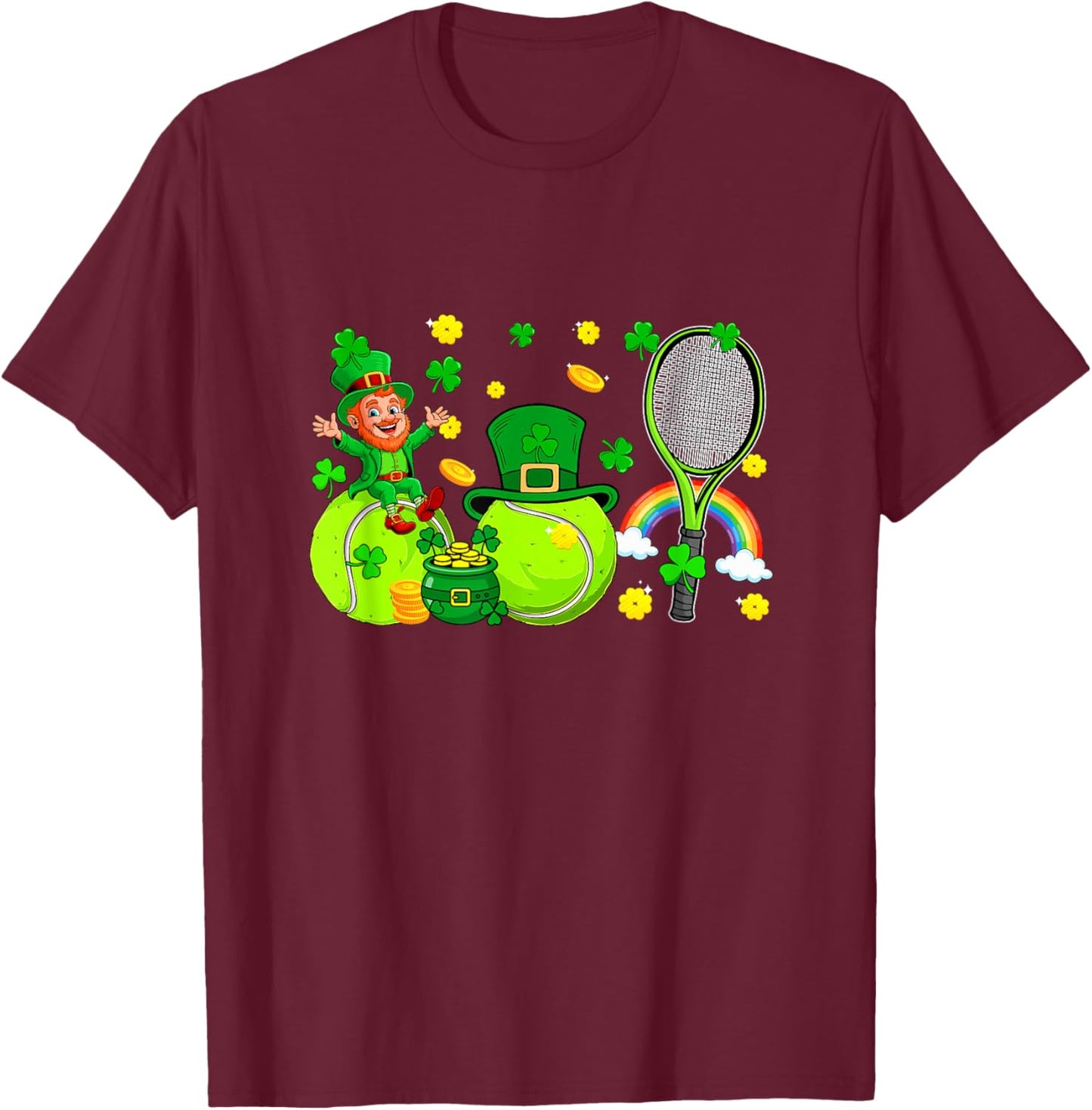 Tennis Equipment Player Team St. Patrick's Day Family Kids T-Shirt - T-Shirt | Maroon