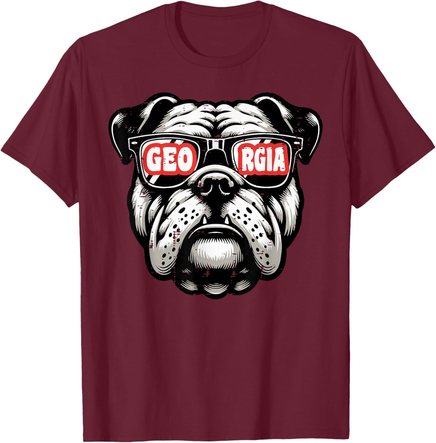 Bulldog Boys Youth Teen Kids Men Women Girls T-Shirt - T-Shirt | Maroon