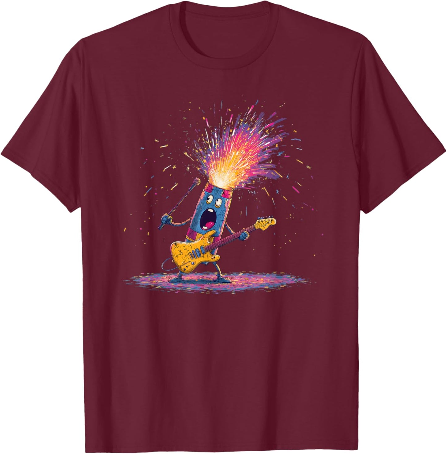 Rocket Flames with Guitar Costume for Boys and Girls T-Shirt - T-Shirt | Maroon