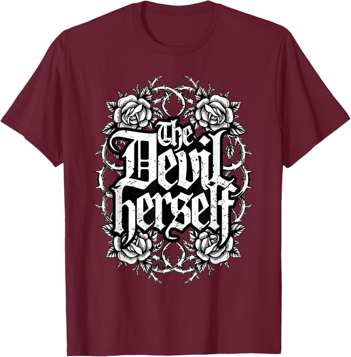 The Devil Herself Retro Occult Women Gothic Dark Feminine T-Shirt - T-Shirt | Maroon