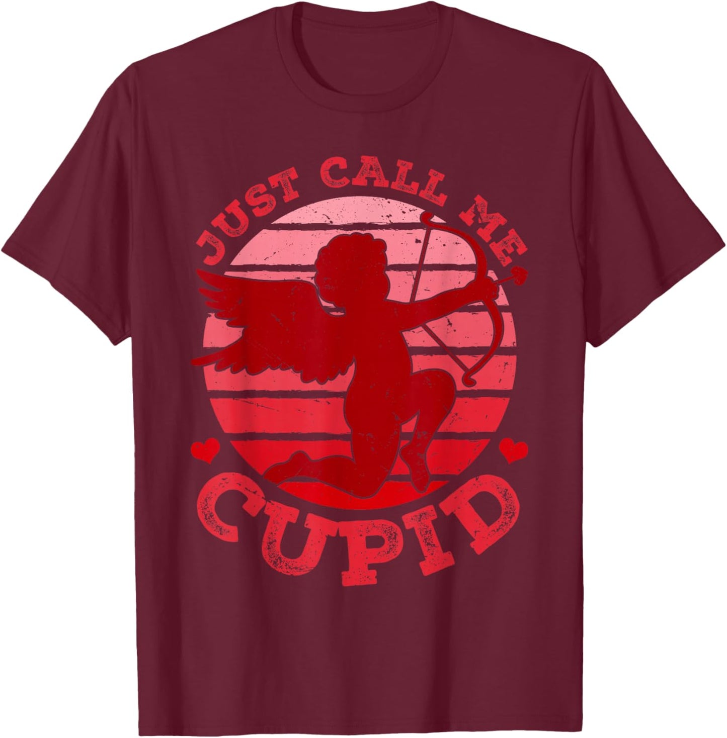 Retro Just Call Me Cupid Happy Valentines Boys Girls T-Shirt - T-Shirt | Maroon