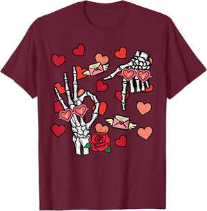 6 7 Valentines Day Skeleton 6 7 Valentine Kids Boys Youth T-Shirt - T-Shirt | Maroon