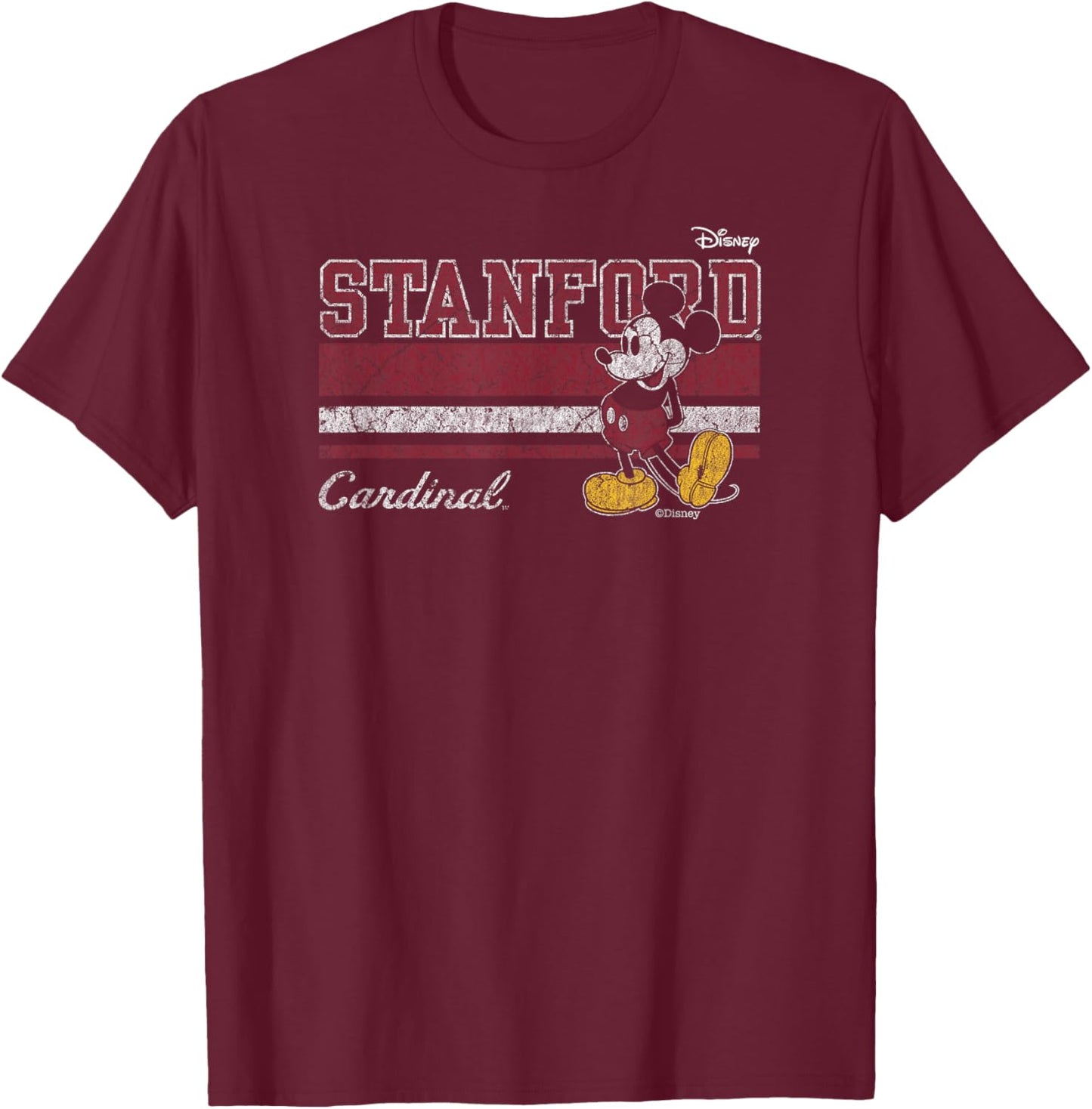 Stanford Cardinal Mickey Mouse Vintage Black T-Shirt - T-Shirt | Maroon