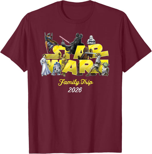 Star Wars Family Trip 2026 Classic Characters Vacation T-Shirt - T-Shirt | Maroon
