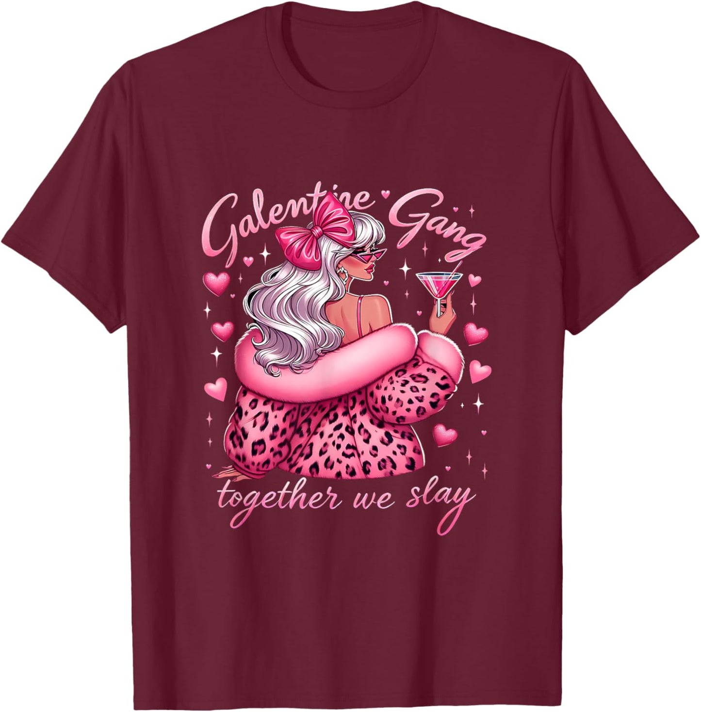 Gang Together We Slay Girls Galentine Friendship Matching T-Shirt - T-Shirt | Maroon
