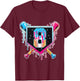 Baseball 8 Year Old Boy Ice Cream Drip 8th Birthday Player T-Shirt - T-Shirt | Maroon