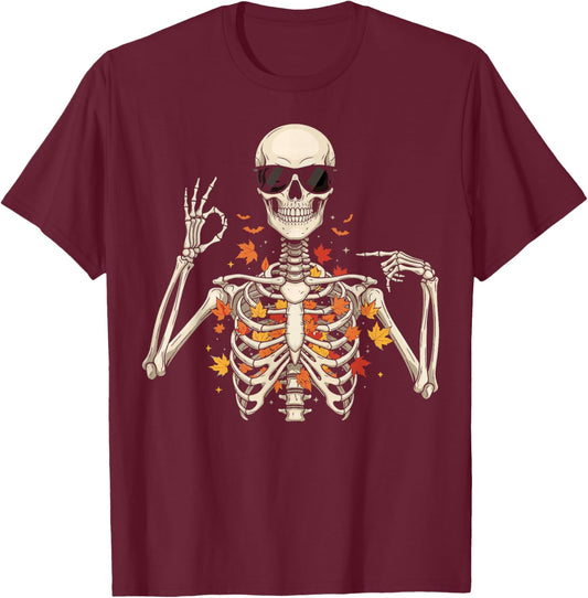 67 Skeleton Meme Funny Six Seven Gen Alpha Halloween T-Shirt - T-Shirt | Maroon